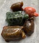 Set of 5 Carved Soapstone Tortoise Figurines