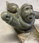 Green Soapstone Inuit Kayak Hunter Sculpture