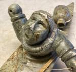 Green Soapstone Inuit Kayak Hunter Sculpture