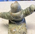 Green Soapstone Inuit Kayak Hunter Sculpture