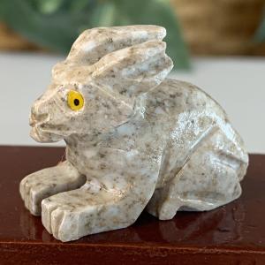 Miniature Rabbit Soapstone Carving Figurine