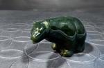 Green Soapstone Bear Figurine - Hand-Carved 2”