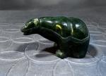 Green Soapstone Bear Figurine - Hand-Carved 2”