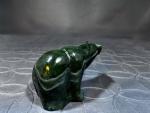 Green Soapstone Bear Figurine - Hand-Carved 2”