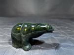Green Soapstone Bear Figurine - Hand-Carved 2”
