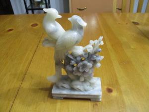 Hand Carved Soapstone Birds and Flowers Figurine