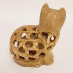 Cat Figurine Soapstone Carving with Baby