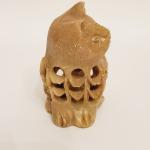 Cat Figurine Soapstone Carving with Baby