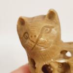 Cat Figurine Soapstone Carving with Baby