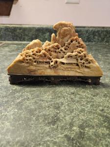 Hand Carved Vintage Soapstone Landscape Scene