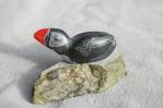 Inuit Soapstone Puffin on Stone Base