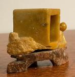 Chinese Soapstone Scholar with Hut Figure 3.25”