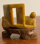 Chinese Soapstone Scholar with Hut Figure 3.25”