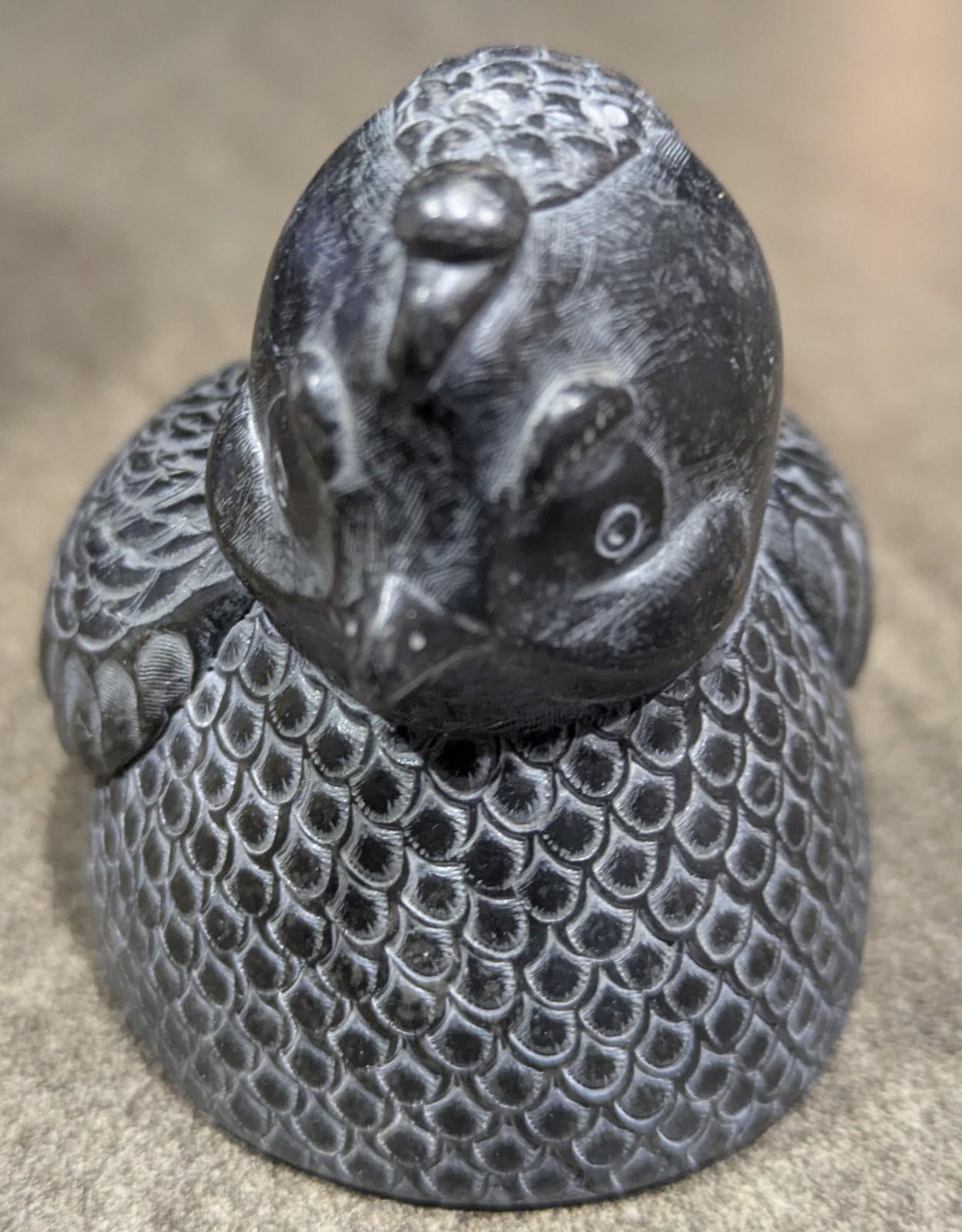 BOMA Vintage Black and Grey Soapstone Bird Figurine