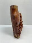 Red Soapstone Vase with Vintage Chinese Carving
