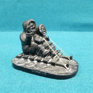 Inuit Soapstone Sledding Figurine, Vintage 5" x 3.5