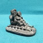 Inuit Soapstone Sledding Figurine, Vintage 5" x 3.5