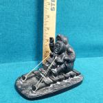 Inuit Soapstone Sledding Figurine, Vintage 5" x 3.5