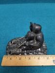 Inuit Soapstone Sledding Figurine, Vintage 5" x 3.5