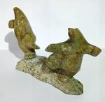 Handcrafted Soapstone Dancing Bears Inuit Figure