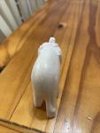 Small White Soapstone Elephant Figurine, 2” Tall