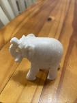 Small White Soapstone Elephant Figurine, 2” Tall