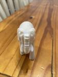 Small White Soapstone Elephant Figurine, 2” Tall