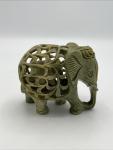 3D Soapstone Elephant Figurine with Lattice Design