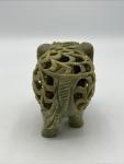3D Soapstone Elephant Figurine with Lattice Design