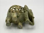 3D Soapstone Elephant Figurine with Lattice Design