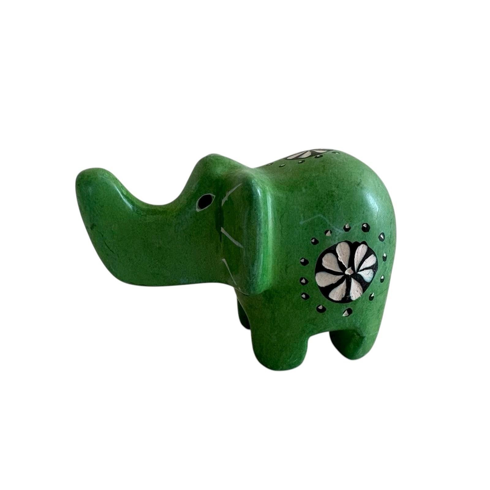 Green Soapstone Elephant Figurine - African Safari Decor