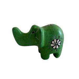 Green Soapstone Elephant Figurine - African Safari Decor