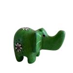 Green Soapstone Elephant Figurine - African Safari Decor