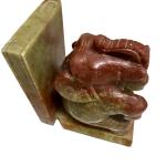 Hand-Carved Vintage Elephant Soapstone Bookends Pair