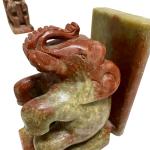 Hand-Carved Vintage Elephant Soapstone Bookends Pair
