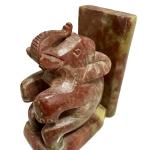 Hand-Carved Vintage Elephant Soapstone Bookends Pair