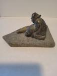 Vintage Soapstone Hunter with Seal Figurine