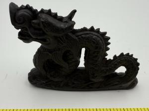 Chinese Black Soapstone Dragon Figurine - Vintage Design