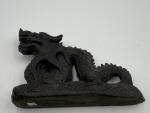 Chinese Black Soapstone Dragon Figurine - Vintage Design