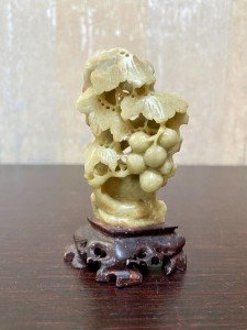 Chinese Soapstone Grapes Vine Carving Artwork