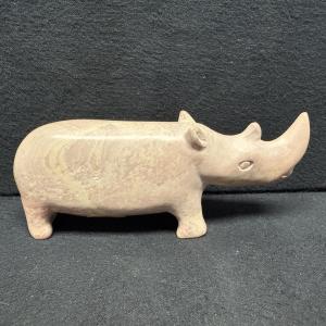 Cream Soapstone Rhinoceros Figurine