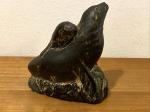 Wolf Soapstone Carving on Rock - 3.5" Tall