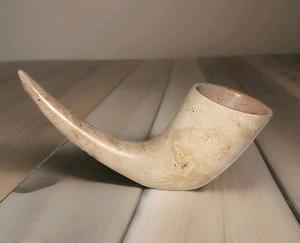 Beige Horn-Shaped Soapstone Vessel Vase Sculpture