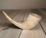 Beige Horn-Shaped Soapstone Vessel Vase Sculpture