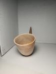 Beige Horn-Shaped Soapstone Vessel Vase Sculpture