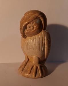 Charming Vintage Inuit Owl Soapstone Sculpture