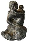 Inuit Woman with Baby and Dog Soapstone Carving