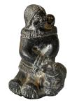 Inuit Woman with Baby and Dog Soapstone Carving