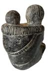 Inuit Woman with Baby and Dog Soapstone Carving