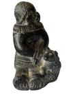 Inuit Woman with Baby and Dog Soapstone Carving